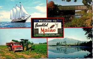 Maine Welcome To Beautiful Scenic Vacationland Multi View