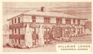 HILLSIDE LODGE Concordia, Kansas Roadside c1940s Vintage Postcard 