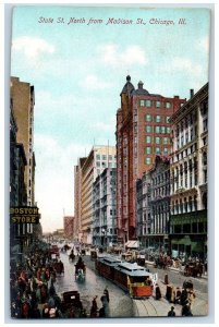 Chicago Illinois IL Postcard State Street North From Madison Street 1908 Antique