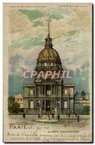 Old Postcard transparent map Paris Le Dome des Invalides