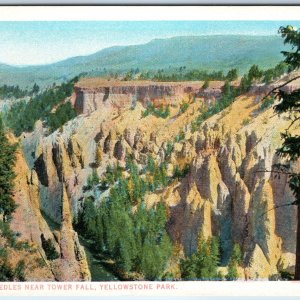 c1910s J.E Haynes Needle Tower Fall Birds Eye Litho Yellowstone Park #14050 A222