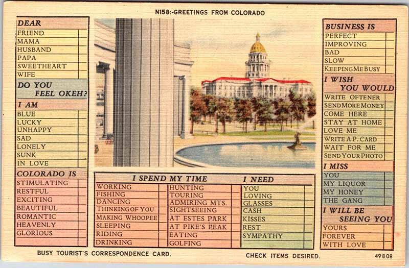 Postcard BUILDING SCENE State of Colorado CO AM0818