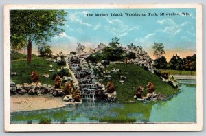 Animals~Milwaukee Wisconsin~The Monkey Island @ Washington Park~Vintage Postcard