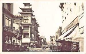 San Francisco CA China Town Storefronts Old Cars 1942 RPPC