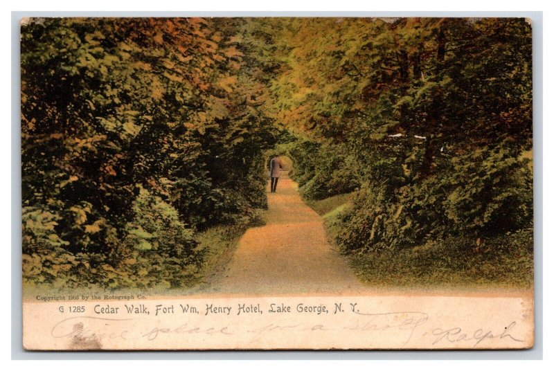 Cedar Walk Fort William Henry Hotel Lake George New York NY UDB Postcard P26