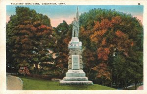 c.1920's Soldiers Monument Greenwich Conn. Postcard 2R3-568