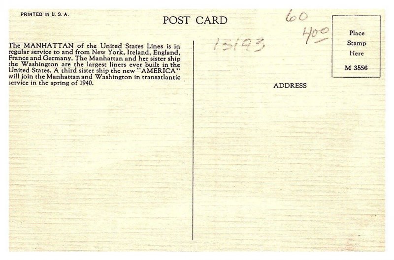 S.S. Manhattan, United States Line