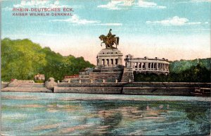 Rhein Deutsches Eck Kaiser Wilhelm Denkmal Antique Postcard VTG UNP Unused 