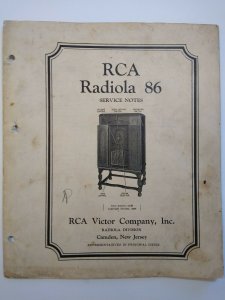 RCA Radiola 86 Vintage Original 1930 Service Notes Manual Radio Victor 24 Pages