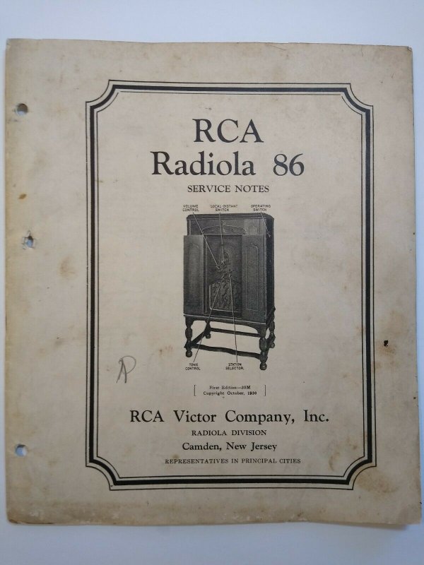 RCA Radiola 86 Vintage Original 1930 Service Notes Manual Radio Victor 24 Pages