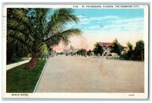 1929 Beach Drive St. Petersburg The Sunshine City Florida FL Postcard