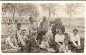 RPPC People Posing on Lawn Girl With Doll Laura Gooch Family c1910 Postcard V12