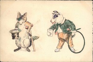 Dressed Animals Fantasy Fox & Dog Mother Goose McLoughlin Bros c1910 Postcard