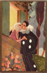 Chiostri Art Deco Ballerini Fratini Pierrot Clown Romance Vintage Postcard C077