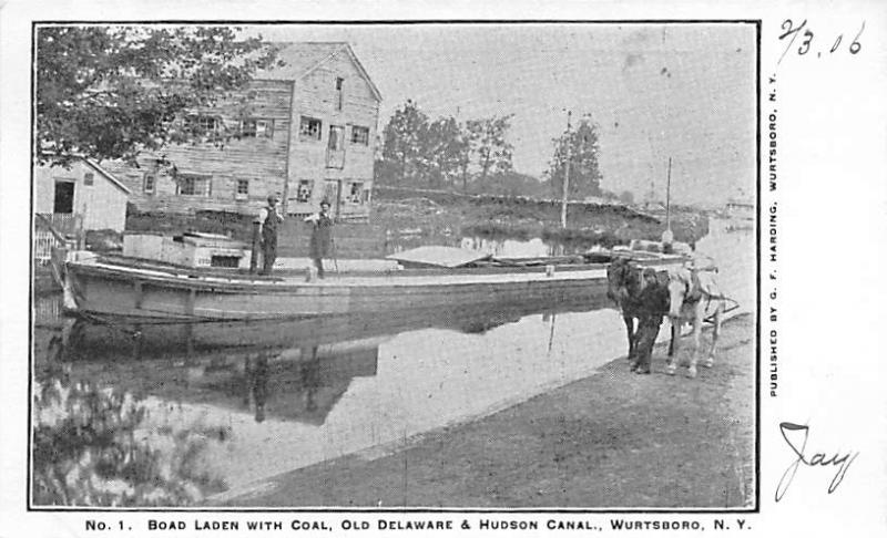 Boat Laden With Coal, Published by G.F Harding Wurtsboro, NY USA D & H Canal ...