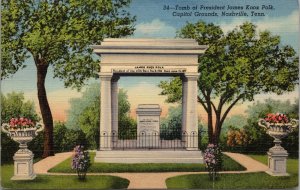 Tomb of President James Knox Polk Capitol Grounds Nashville TN Postcard PC518