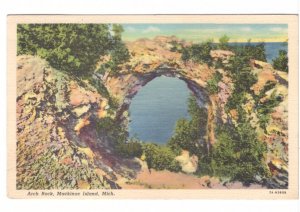 Arch Rock, Mackinac Island, Michigan, Vintage 1940 Curteich Linen Postcard