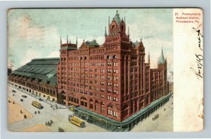 Philadelphia PA- Pennsylvania, RAILROAD STATION, AERIAL, Vintage c1907 Postcard 