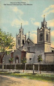 San Felipe Church, Old Town, Albuquerque, NM, New Mexico, Old Postcard