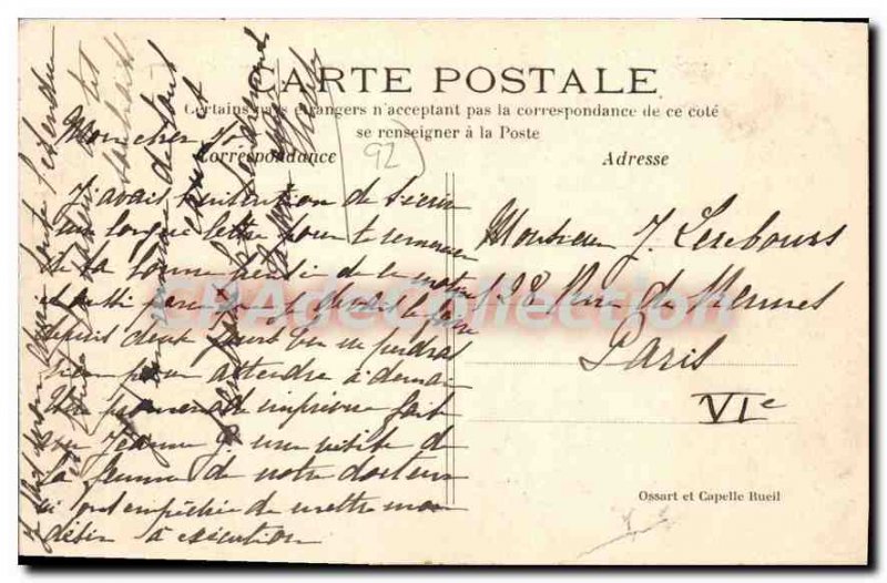 Old Postcard Rueil Malmaison Chateau De Et La Chapelle