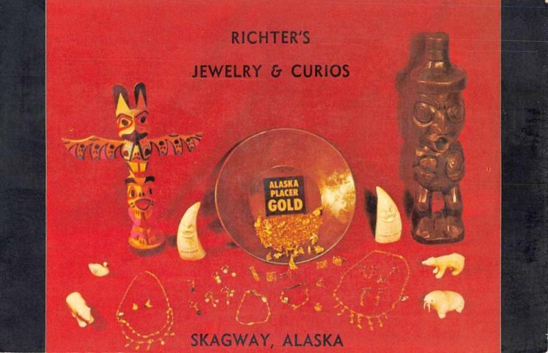 Skagway Alaska Richters Jewelry Curios Vintage Postcard K83167