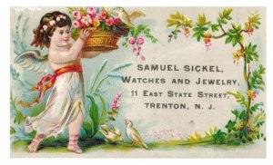 1880's Lovely Angel Watches Samuel Sickel, Trenton, NJ Victorian Trade Card P48 