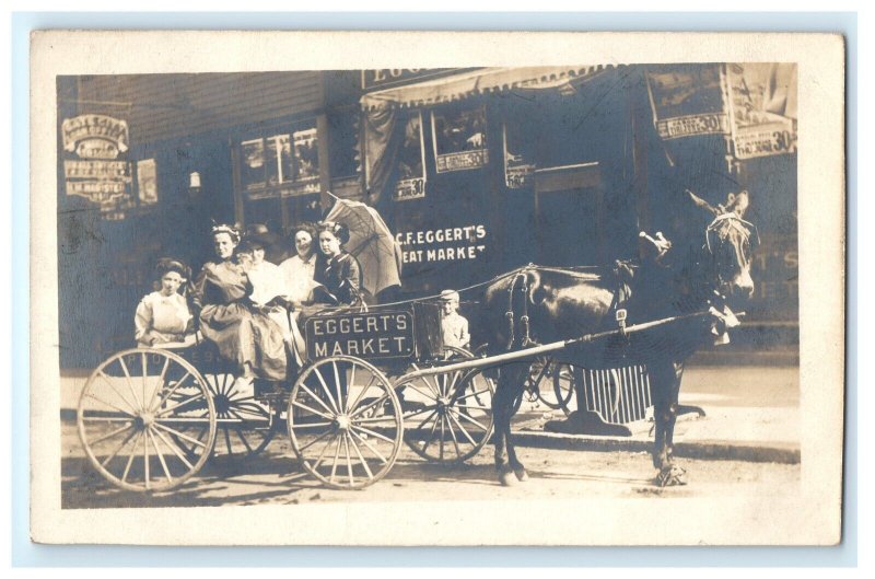 Eggert's Market Delivery Wagon Gate City Fargo ND North Dakota RPPC Postcard F10