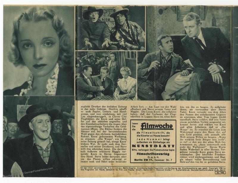 Germany 1938 Film Movie Rivalen Advertisement Flyer 52797