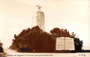 Glendale California Forrest Lawn Tower Real Photo Antique Postcard K35338 