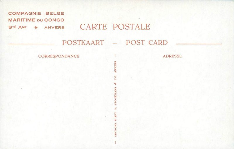 Belgian Congo Shipping Company navigation sailing vessels vintage postcard