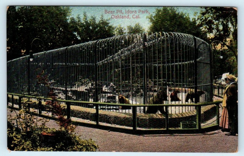 OAKLAND, CA California ~ Idora Park BEAR PIT  c1910s  Alameda County  Postcard