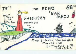 lighthouse - QSL HAM RADIO CARD in St. Saint Martins New Brunswick Canada t1285