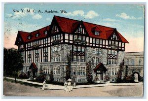 1914 New YMCA Building Street View Appleton Wisconsin WI Posted Antique Postcard