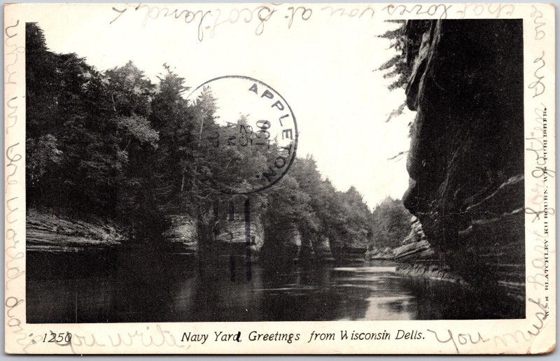 1907 Navy Yard Greetings from Wisconsin Dells Forest Trees Posted Postcard