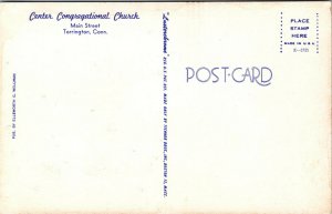 Vtg 1950s Center Congregational Church Main Torrington Connecticut CT Postcard