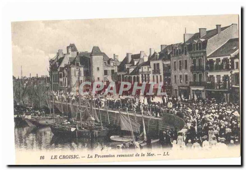 Croisic Old Postcard The procession returning from the sea