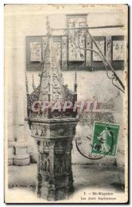 Old Postcard St Riquier The Baptismal Font