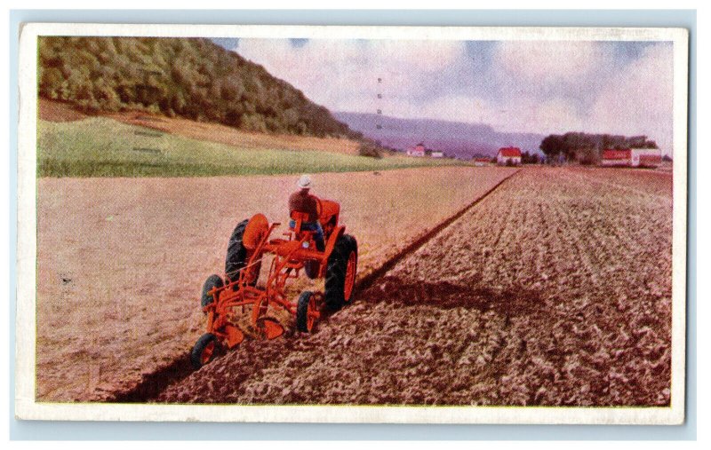 1940 Allis Chalmers Two 14 Inch Plows WC Tractor Advertising Postcard