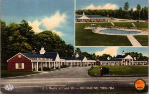 Linen Postcard White House Motor Lodge US Route #1 and 301 Richmond Virginia