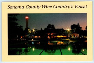SANTA ROSA, California CA ~ Night FLAMINGO HOTEL Sonoma County 4x6 Postcard