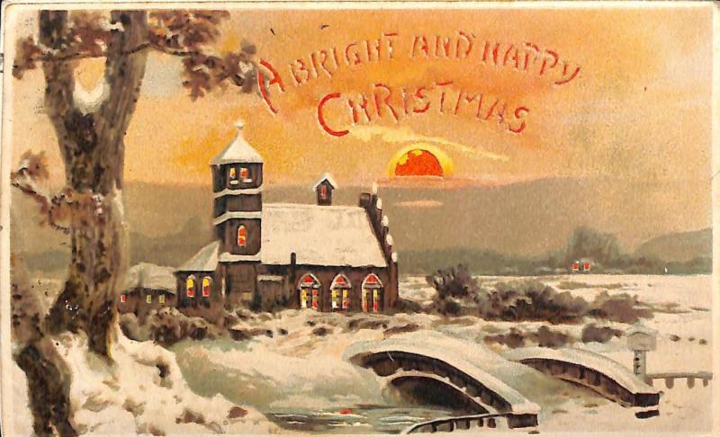 A Bright And Happy Christmas Hold-To-Light H-T-L Postcard