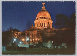 State View~State Capitol At Night Jackson Mississippi~Continental Postcard