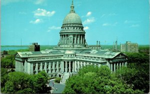 State Capitol Madison Wisconsin WI Air View Downtown Postcard VTG UNP LL Cook 