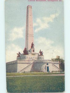 Divided-back MONUMENT SCENE Springfield Illinois IL AE7820