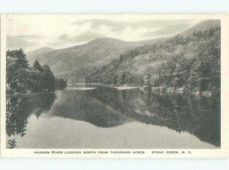 W-border RIVER SCENE Stony Creek - Near Lake George & Glens Falls NY AE6383