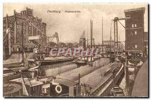 Old Postcard Duisburg Hafenpartie Charter