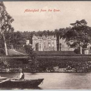c1910s Galashiels Scotland Abbotsford House River Tweed Sir Walter Scott Boat