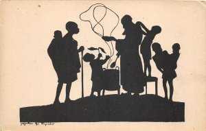 Lot170  postcard silhouette germany aachen family social history