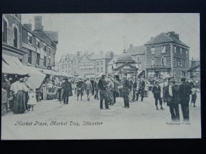 Staffordshire UTTOXETER MARKET DAY & Animated Market Place c1905 Postcard