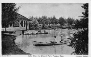 Pueblo Colorado birds eye view Lake Clara in Mineral park real photo pc BB70